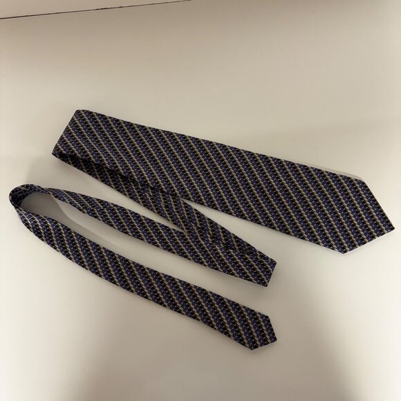 Stafford Executive Silk Tie Blue Gray Geometric Mens Necktie Italy Office Formal - Picture 2 of 8